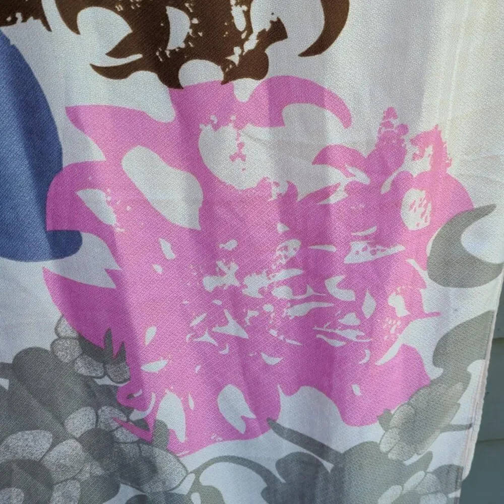 Large Off White Pink Gray Burgundy Floral Infinity Scarf